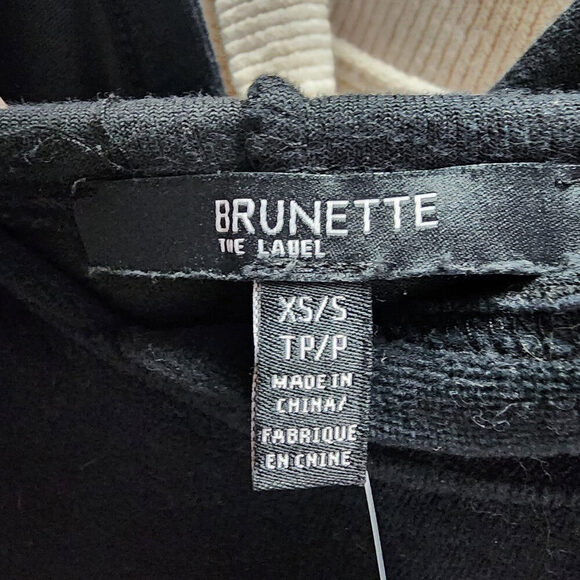 Brunette The Label Black Cotton Velour Hoodie Sweatshirt Size XS/S - Picture 6 of 8